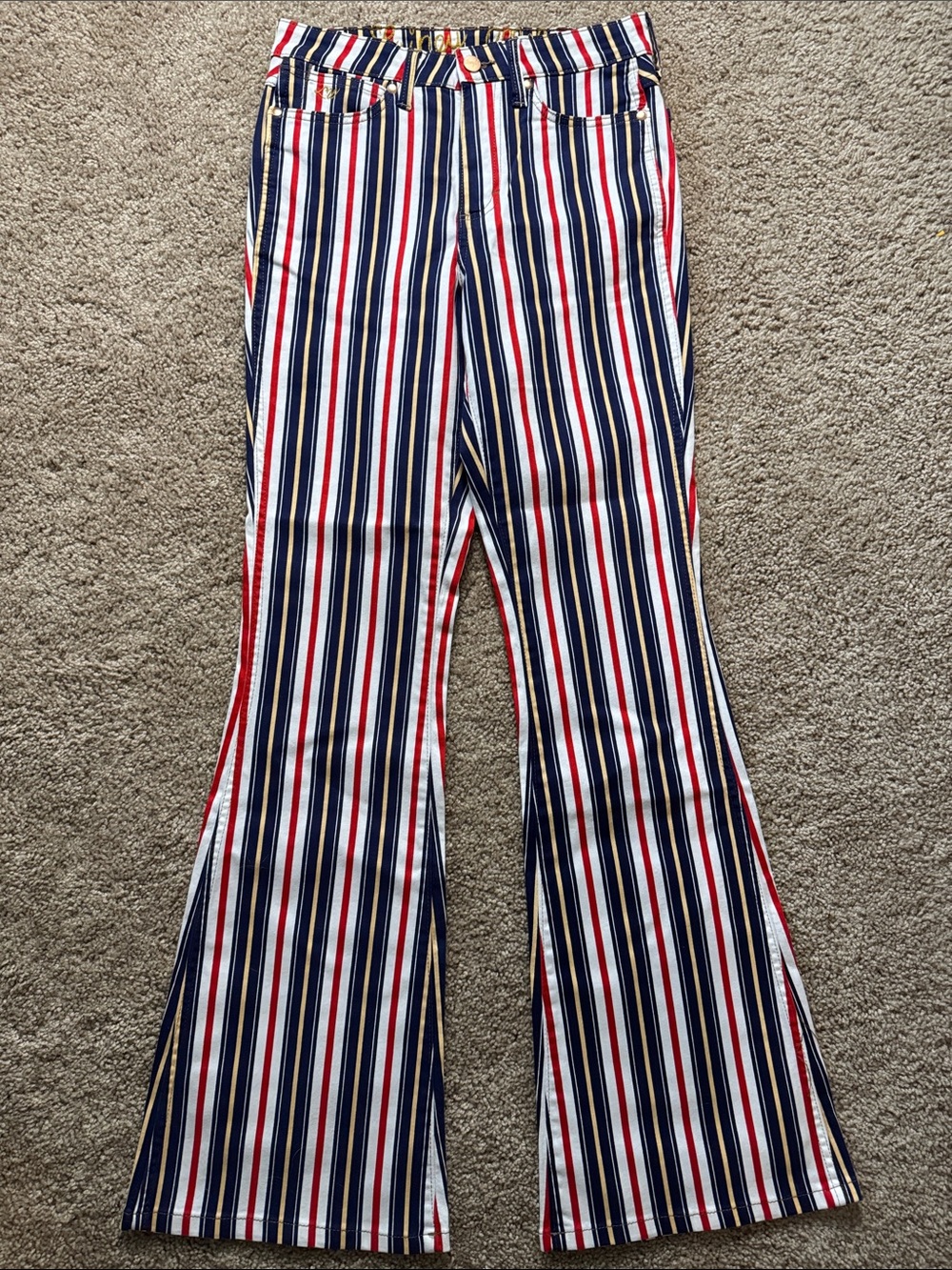 Wrangler Women's Navy, Red & White Striped Flare Pants